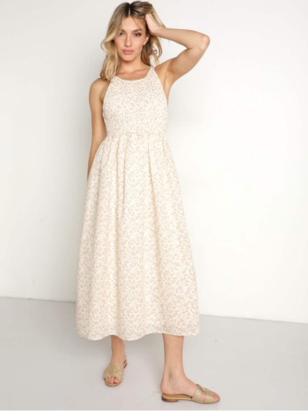 En Saison Lucia Dress Natural Midi Length Size Small